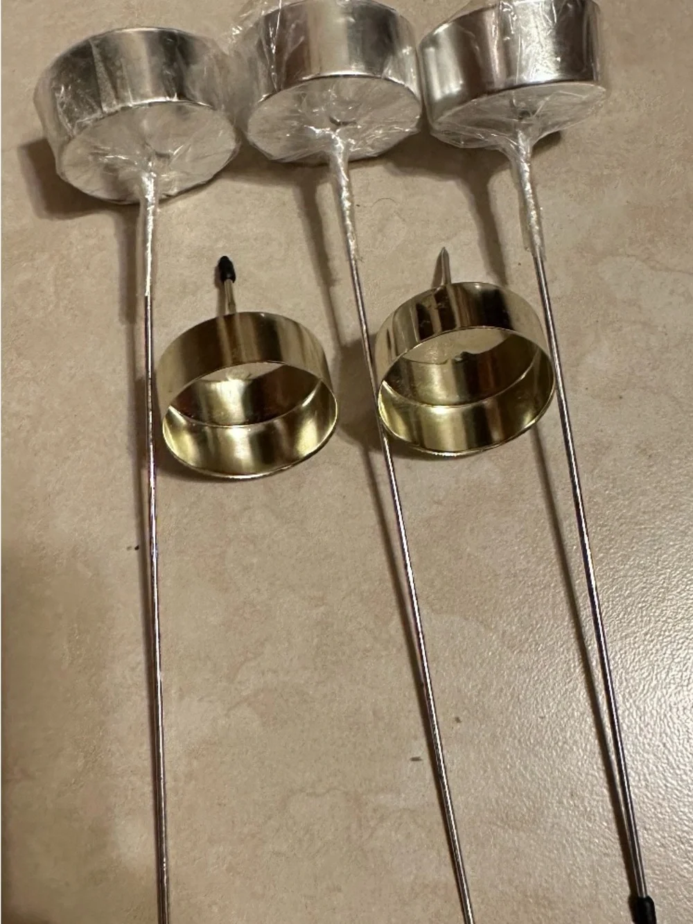 Metal Tea Light Candle Pick Holders / Advent Candle Wreath Stakes (Set of 5)